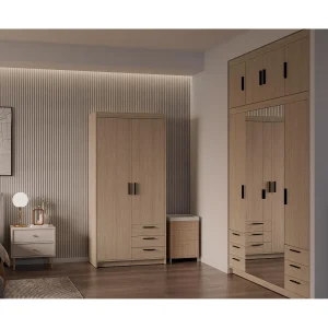 AX LIVING Kledingkast Storicos 2 deuren 3 lades geolied eiken 90 cm