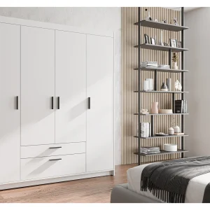 AX LIVING Kledingkast Storicos 4 deuren wit 176 cm met lades