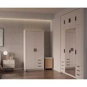 AX LIVING Kledingkast Storicos 2 deuren 3 lades beige 90 cm