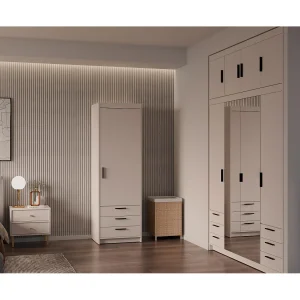 AX LIVING Kledingkast Storicos 1 deur 3 lades beige 60 cm modern
