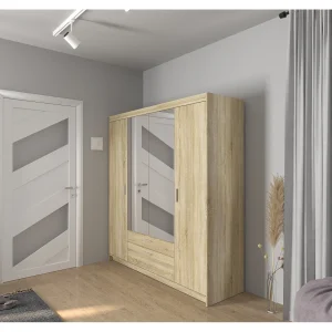 AX LIVING Kledingkast Storicos 4 deuren met spiegel eiken Sonoma 176 cm