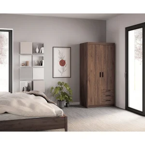 AX LIVING Kledingkast Storicos 2 deuren 3 lades eiken Lefkas 90 cm