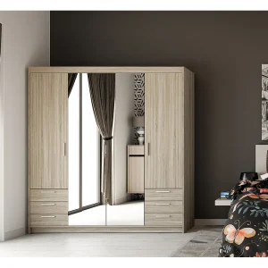 AX LIVING Kledingkast Storicos 4 deuren 6 lades met spiegel eiken Sonoma 176 cm