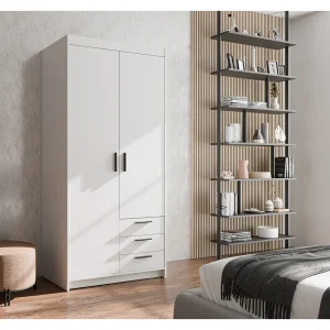 AX LIVING Kledingkast Storicos 2 deuren 3 lades wit 90 cm