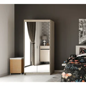 AX LIVING Kledingkast Storicos 2 deuren met spiegel eiken Sonoma 90 cm