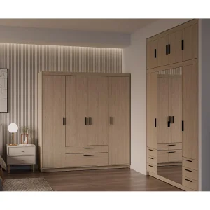 AX LIVING Kledingkast Storicos 4 deuren geolied eiken 176 cm met lades