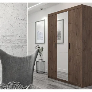 AX LIVING Kledingkast Storicos 3 deuren met spiegel eiken Lefkas 133 cm