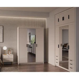 AX LIVING Kledingkast Storicos 3 deuren met spiegel beige 133 cm