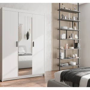 AX LIVING Kledingkast Storicos 3 deuren met spiegel wit 133 cm
