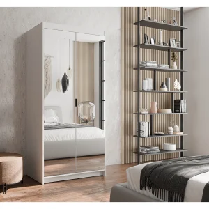 AX LIVING Kledingkast Storicos 2 deuren met spiegel wit 90 cm