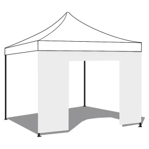 Housse latérale imperméable blanche 2x2m avec porte enroulable pour tonnelle refermable
