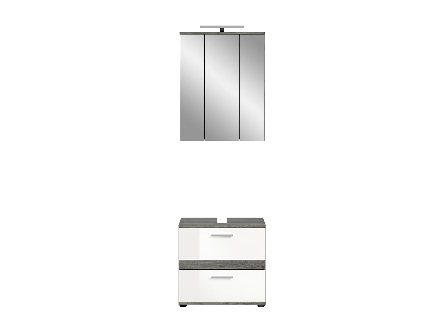 Set van badkamermeubels WILLIAM – Donkergrijs en wit – 60x191x34 cm – Met LED