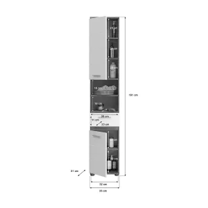 Set badkamermeubels WILLIAM – Donkergrijs en wit – 160x191x34 cm Set badkamermeubels WILLIAM – Donkergrijs en wit – 160x191x34 cm