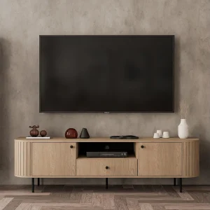 AX LIVING TV-meubel Halay eiken Cremona 2 deuren 1 lade ribbelstructuur 181 cm
