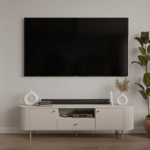 AX LIVING TV-meubel Halay beige 2 deuren 1 lade ribbelstructuur 181 cm