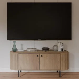 AX LIVING TV-meubel Halay eiken Cremona 2 deuren ribbelstructuur 123 cm ronde randen