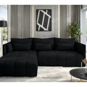 AX LIVING Hoekbank met slaapfunctie Cosmova 245 cm – zwart