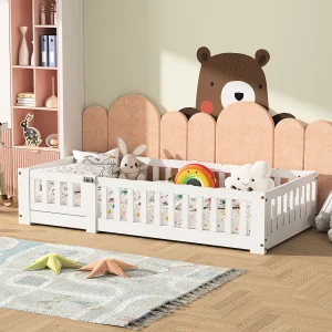 Babybedje 90×190 cm – met veiligheidshekjes en lattenbodem – van massief grenenhout – wit Babybedje 90×190 cm – met veiligheidshekjes en lattenbodem – van massief grenenhout – wit