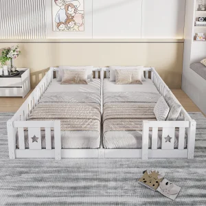 Babybedje 180×200 cm met veiligheidshekjes – lattenbodem niet inbegrepen – geschikt voor 2 kinderen – wit Babybedje 180×200 cm met veiligheidshekjes – lattenbodem niet inbegrepen – geschikt voor 2 kinderen – wit