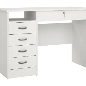 Amor bureau, Multifunctioneel bureau, PC-houder kantoortafel, Werkblad, 109×48 h75 cm, Wit Amor bureau, Multifunctioneel bureau, PC-houder kantoortafel, Werkblad, 109×48 h75 cm, Wit