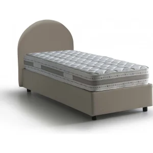 Talamo Italia Eenpersoonsbed Alice Grijs Taupe Met Matras, Afneembaar, Opbergvak Made in Italy