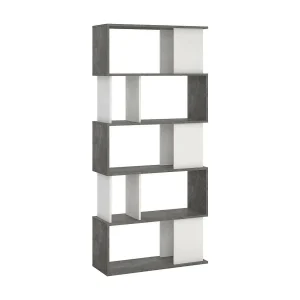 Arg boekenkast, Kantoorplank, Boekenkast, Bibliotheek, 80×30 h175 cm, Cement en Wit Arg boekenkast, Kantoorplank, Boekenkast, Bibliotheek, 80×30 h175 cm, Cement en Wit