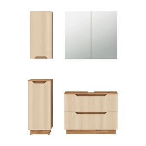 Badkamermeubelset eiken/kasjmier gestreept 79.6x32x62.5 lotta