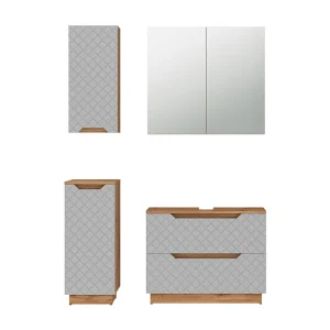 Badkamermeubelset eiken/grijs met tegelstructuur 79.6x32x62.5 lotta Badkamermeubelset eiken/grijs met tegelstructuur 79.6x32x62.5 lotta