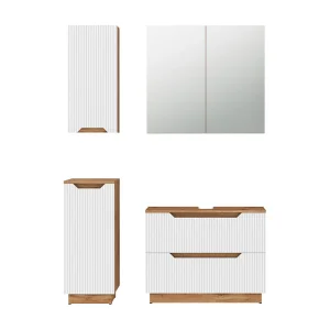 Badkamermeubelset eiken/wit gestreept 79.6x32x62.5 lotta Badkamermeubelset eiken/wit gestreept 79.6x32x62.5 lotta
