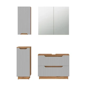 Badkamermeubelset eiken/grijs gestreept 79.6x32x62.5 lotta