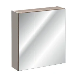 Badkamermeubel taupe met spiegels – 60 cm – 1 deur + planken
