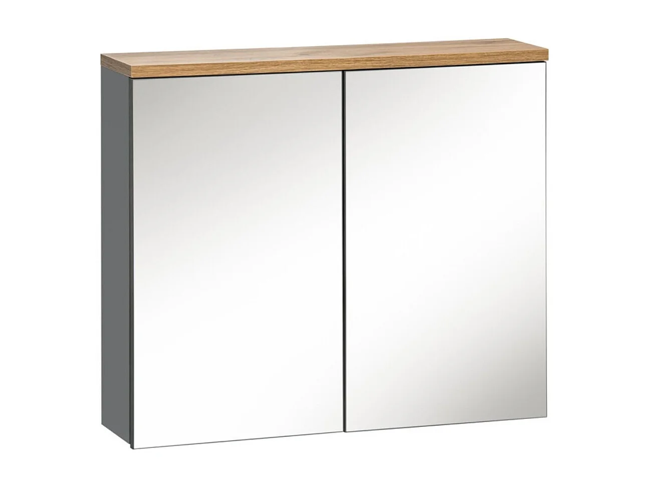 Badkamer opbergmeubel ERMANO - Houtafwerking en glanzend grijs, 60 cm