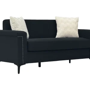 2-zits bank 172x72x82 cm, Scandinavische stijl, pocketveer-kussensysteem, hout en multiplex, zwart 2-zits bank 172x72x82 cm, Scandinavische stijl, pocketveer-kussensysteem, hout en multiplex, zwart