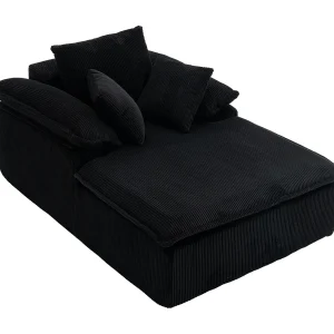 Bank 177x122x92cm verstelbaar zonder frame ribfluweel schuim hoge dichtheid Zwart