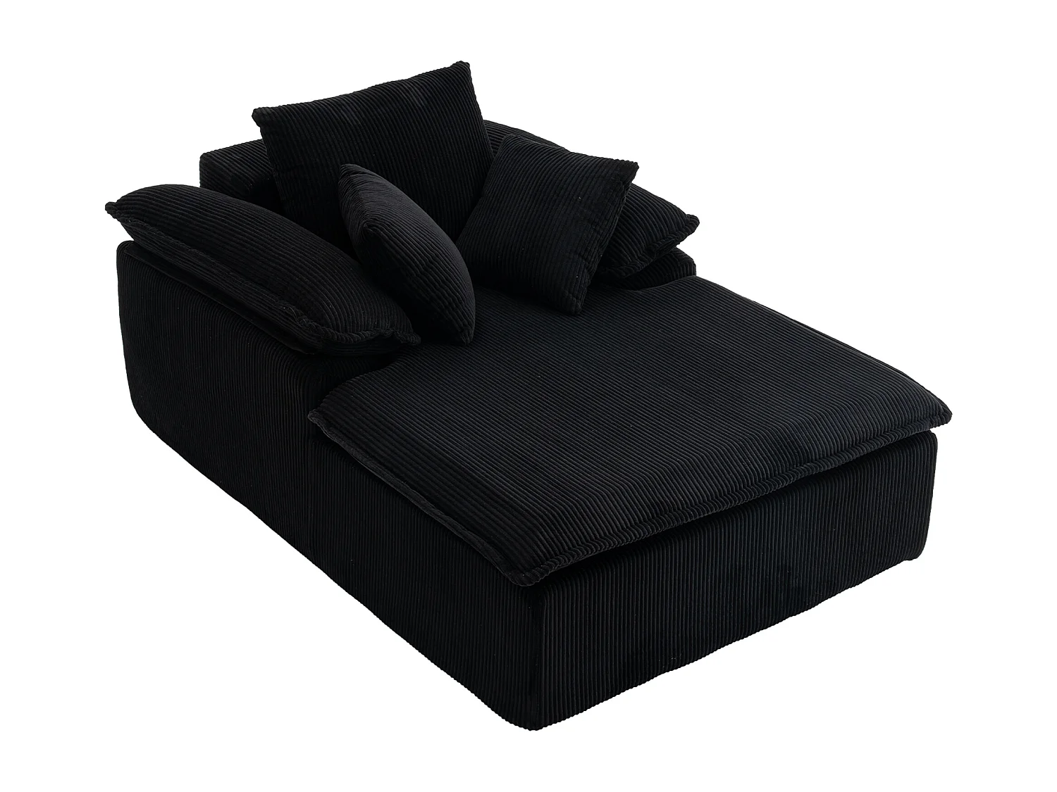Bank 177x122x92cm verstelbaar zonder frame ribfluweel schuim hoge dichtheid Zwart