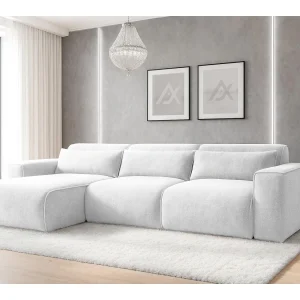 AX LIVING Hoekbank Ruyam parelwit met slaapfunctie links AX LIVING Hoekbank Ruyam parelwit met slaapfunctie links