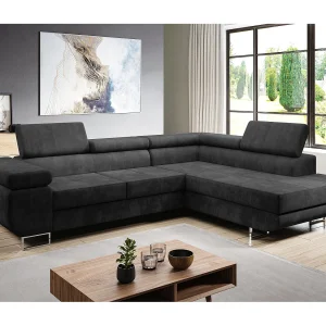 AX LIVING Hoekbank Kanya grijs 275 cm met slaapfunctie en opbergruimte rechts