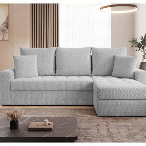 AX LIVING Hoekbank Karaman 238 cm lichtgrijs met slaapfunctie en opbergruimte