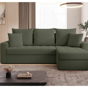 AX LIVING Hoekbank Karaman 238 cm groen met slaapfunctie en opbergruimte