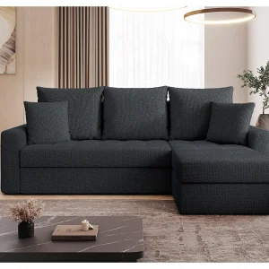AX LIVING Hoekbank Karaman 238 cm zwart met slaapfunctie en opbergruimte