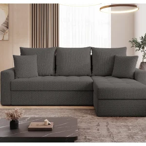 AX LIVING Hoekbank Karaman 238 cm grijs met slaapfunctie en opbergruimte