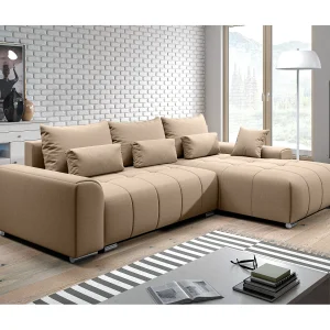 AX LIVING Hoekbank Rivolli 260 cm beige met slaapfunctie en opbergruimte AX LIVING Hoekbank Rivolli 260 cm beige met slaapfunctie en opbergruimte