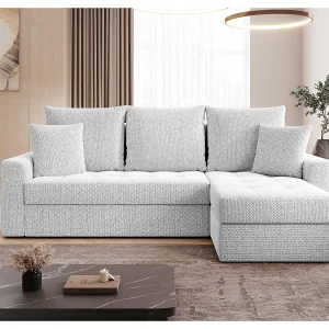 AX LIVING Hoekbank Karaman 238 cm parelwit met slaapfunctie en opbergruimte
