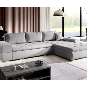 AX LIVING Hoekbank Sivaso lichtgrijs 310 cm met slaapfunctie