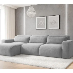 AX LIVING Hoekbank Ruyam lichtgrijs met slaapfunctie links AX LIVING Hoekbank Ruyam lichtgrijs met slaapfunctie links