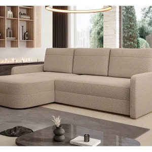 AX LIVING Hoekbank Nebbiolo 250 cm bruin met slaapfunctie