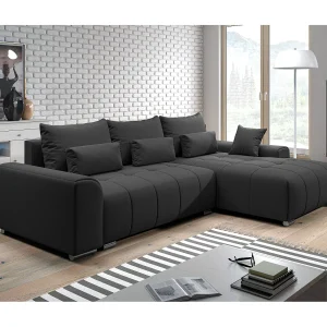 AX LIVING Hoekbank Rivolli 260 cm zwart met slaapfunctie en opbergruimte AX LIVING Hoekbank Rivolli 260 cm zwart met slaapfunctie en opbergruimte