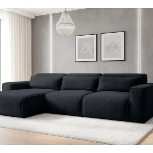 AX LIVING Hoekbank Ruyam zwart met slaapfunctie links AX LIVING Hoekbank Ruyam zwart met slaapfunctie links