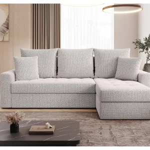 AX LIVING Hoekbank Karaman 238 cm crème met slaapfunctie en opbergruimte