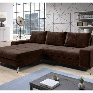 AX LIVING Hoekbank Artemia bruin fluweel 275 cm met slaapfunctie en opbergruimte links AX LIVING Hoekbank Artemia bruin fluweel 275 cm met slaapfunctie en opbergruimte links